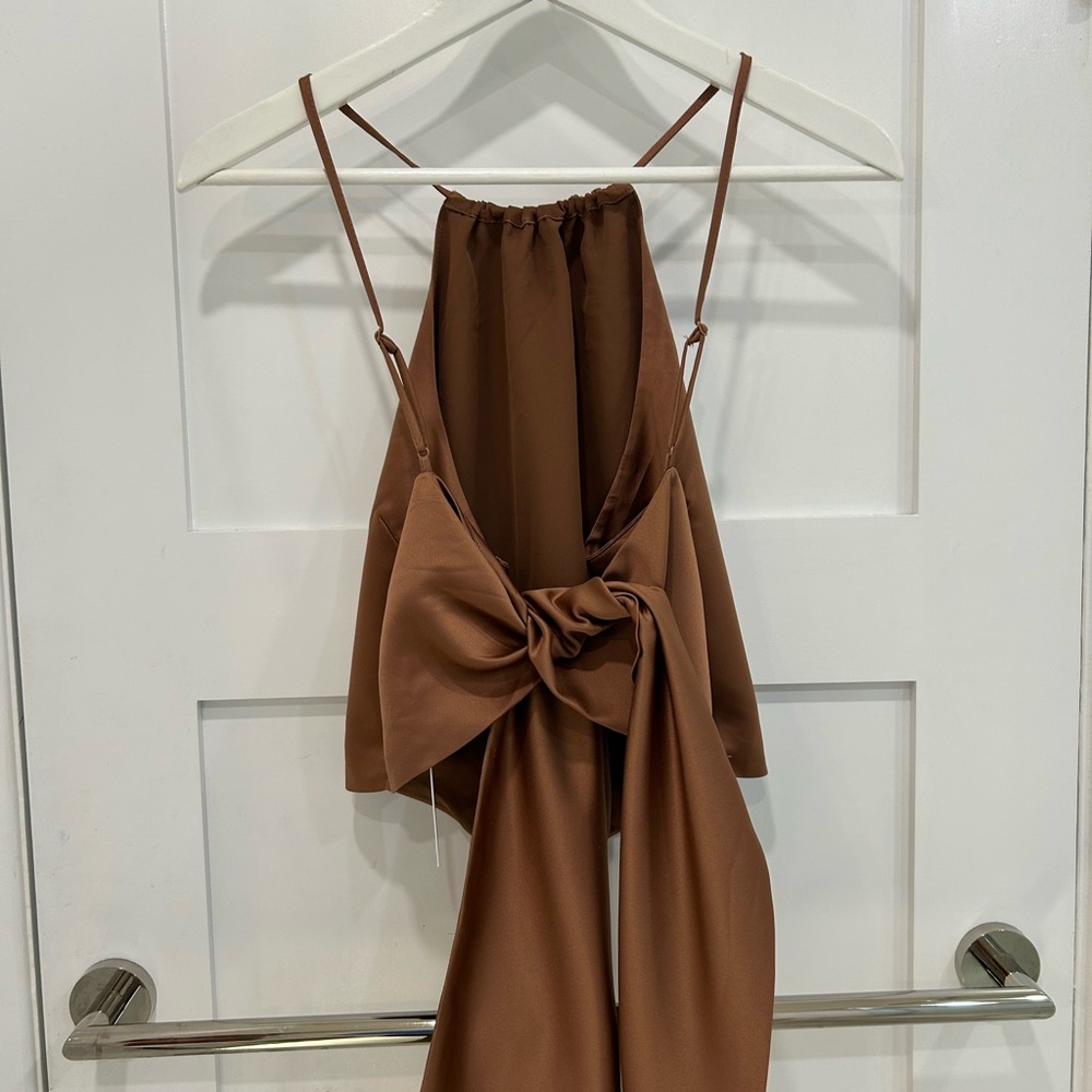 NWT Satin Halter Neck Tie Back Going Out Top Ladies Size M